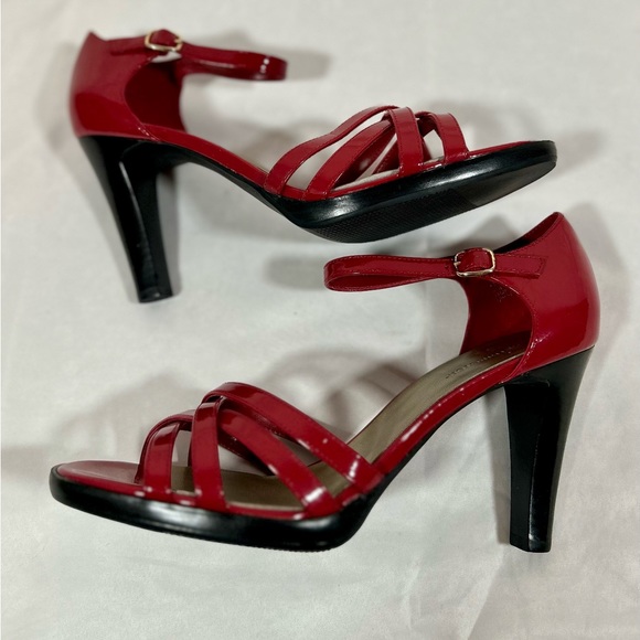 Worthington Sexy Red Heels open toe sandals with ankle strap 4 inch heel. - Picture 6 of 9